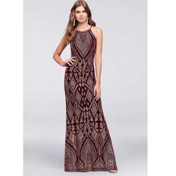 🎁 JUMP Women's Sleeveless Glitter Gown - Picture 1 of 6